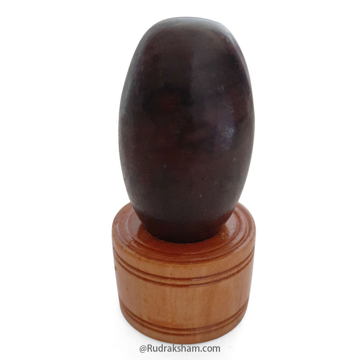 Narmadeshwar Shivalingam with Wooden Jaladhari Base - ( 90g to 110g ), Banalingam With Wooden Stand, Narmada Shivling wood base Jalhari