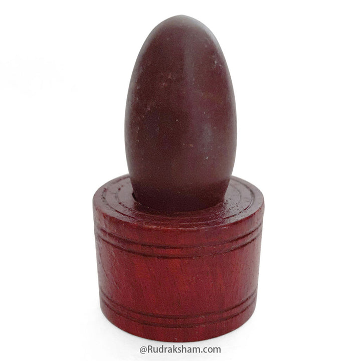 Narmada Shivling with Wooden Jalhari Base Red ( 35g to 60g ), Banalingam With Wooden Stand, Narmadeshwar Shivalingam wood base Jaladhari