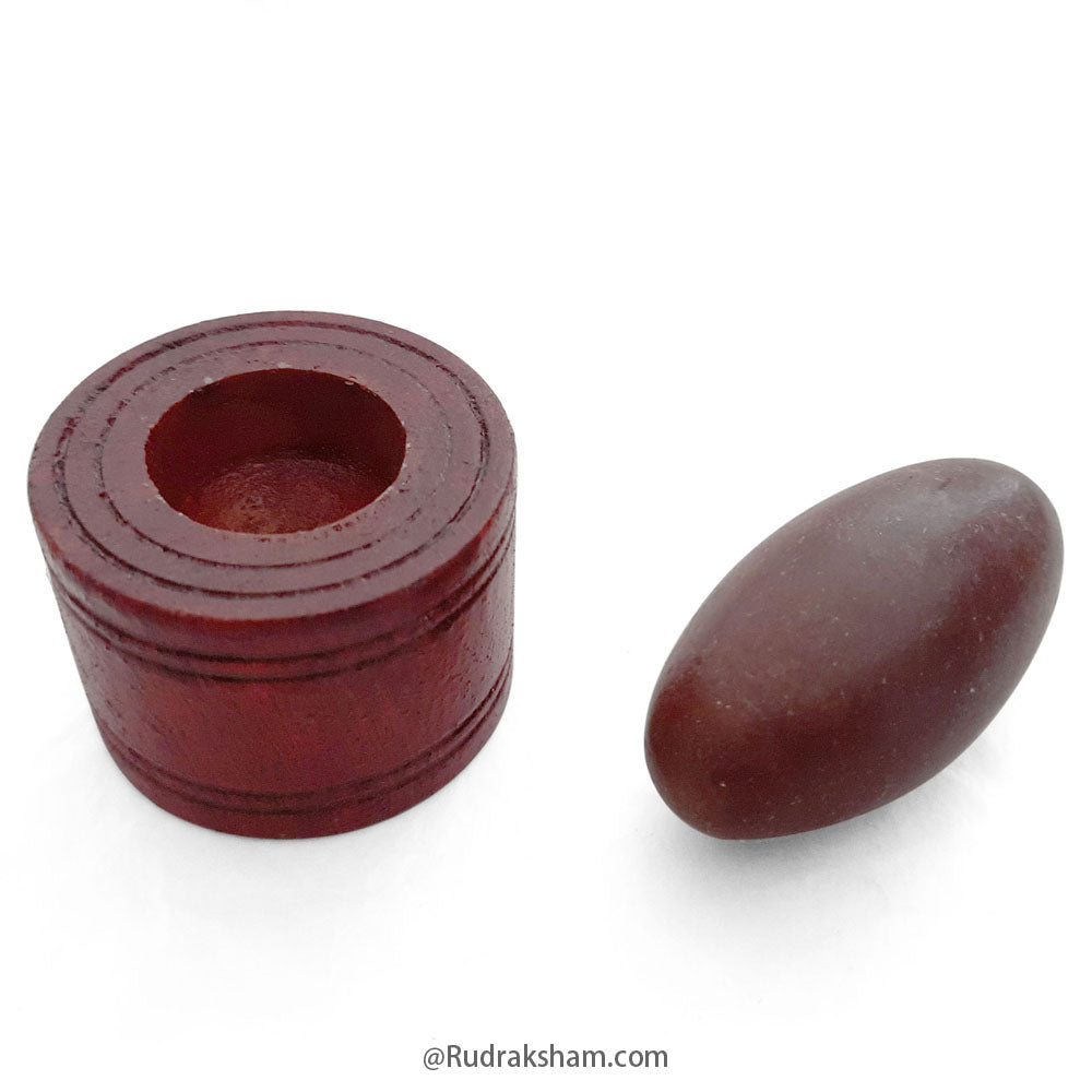 Narmdeshwar Shivling with Wooden Jalhari Base Red - 2