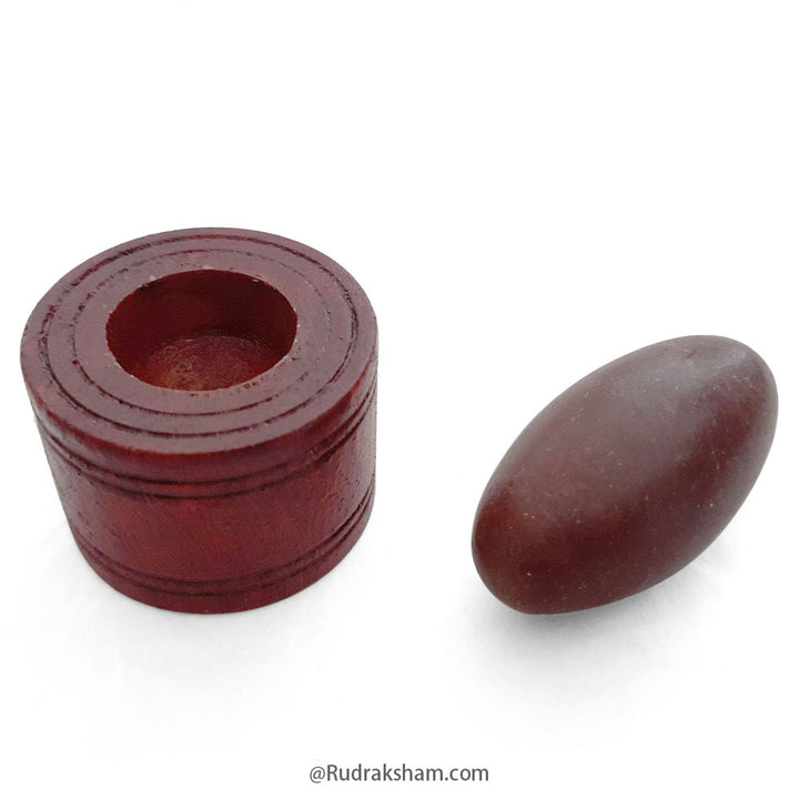 Narmdeshwar Shivling with Wooden Jalhari Base Red - 2
