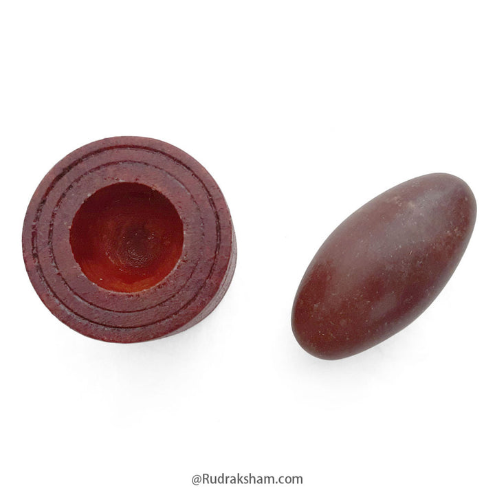 Narmdeshwar Shivling with Wooden Jalhari Base Red - 2