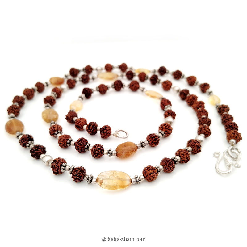  Vrihaspati / Brihaspati Mala Necklace with silver accessories