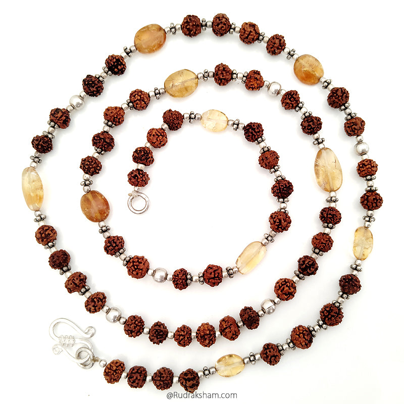  Jupiter Mala / Guru Mala / Rudraksha Beads - Golden Topaz Gemstone Beads Combination Mala Rosary
