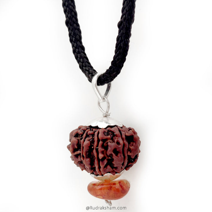 Shield of Amber | 10 Mukhi Nepal Rudraksha Pendant with Amber for protection from ghosts