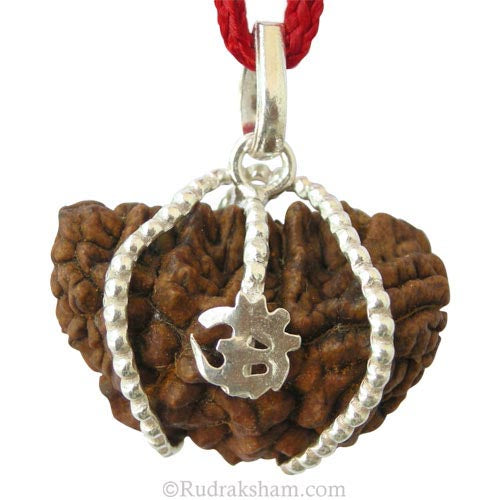 1 Mukhi Rudraksha with Om Pendant in Silver | Half Moon Ek Mukhi Rudraksha Pendant