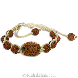 2 Mukhi Rudraksha Thread Bracelet | Do Mukhi Rudraksha Bead wrist band | Indian Two Mukhi Rudraksha Wrist Bracelet with 5 ( Five ) Mukhi