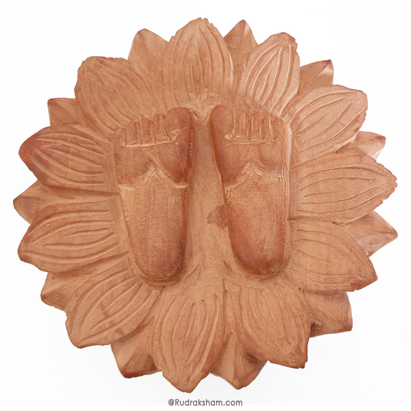 Kadam Charan Paduka, Lakshmi Charan, Kadamwood Khadau, Carved Hand made Wooden Khadau