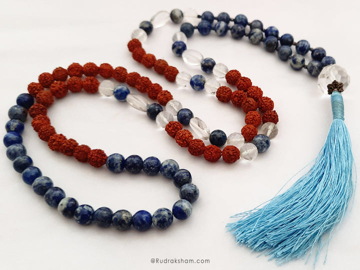 Lapis Lazuli - Sphatik - Rudraksha Necklace