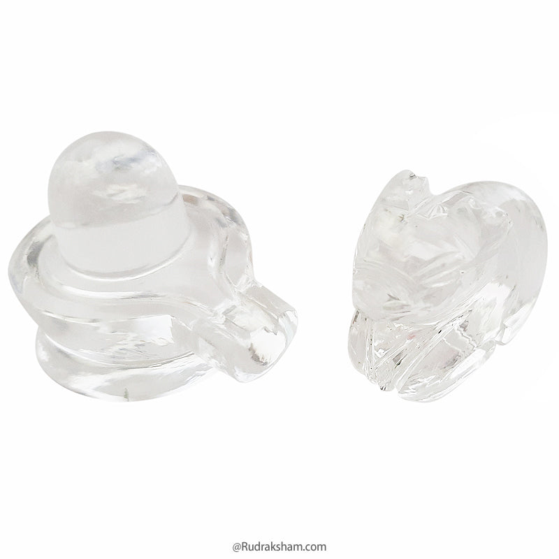  Sphatik - Crystal Shivling Nandi pair