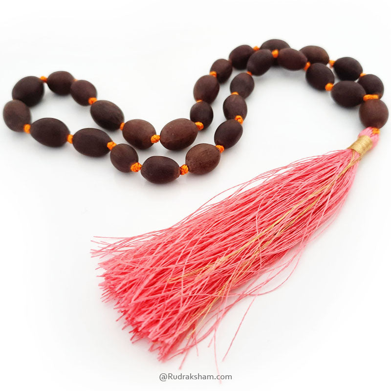 Lotus Seed Japa Mala | 27 + 1 Original Lotus Seed Beads Japa Mala Rosary | Kamal Gatta Beads Mala Bracelet in Thread with Silk Tassel
