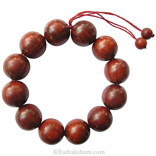 20mm Red Sandalwood Beads Mala Bracelet | Plain Round Smooth Rakta Chandan Wrist Mala Bracelet 