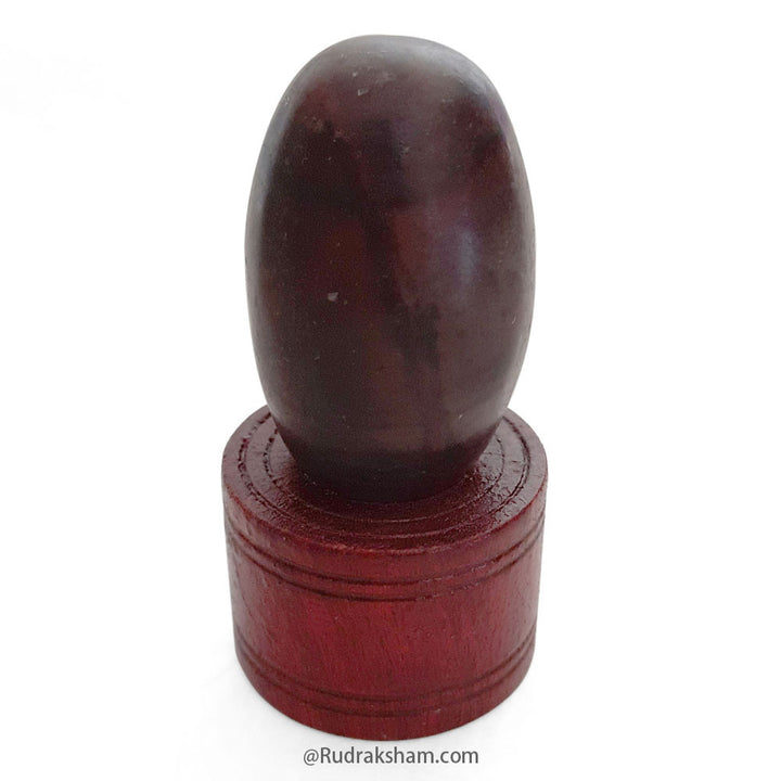 Narmdeshwar Shivling with Wooden Jalhari Base Red ( 90g to 110g ), Banalingam With Wooden Stand, Narmada Shivalingam wood base Jaladhari