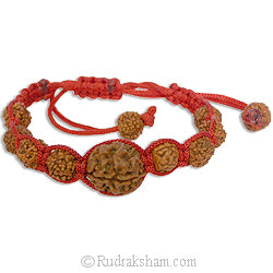 3 Mukhi Rudraksha Thread Bracelet | Teen Mukhi Rudraksha Bead wrist band | Nepal Three Mukhi Rudraksha Wrist Bracelet with 5 ( Five ) Mukhi Beads Size 9 mm