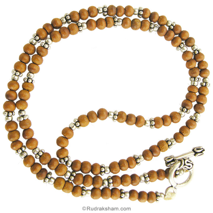 3mm White Chandan Silver Necklace