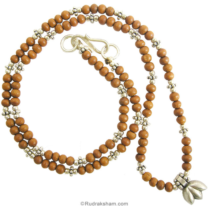  3mm White Sandalwood Silver Necklace