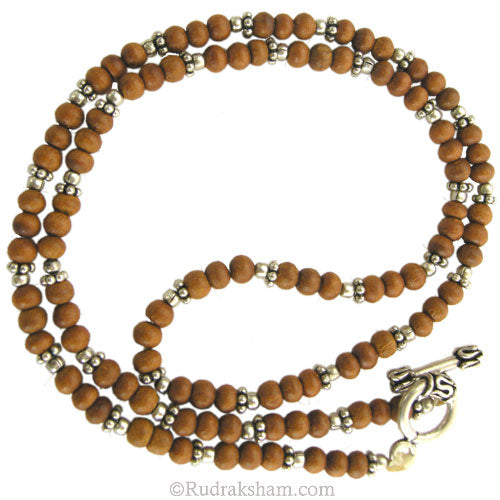  3mm White Chandan Silver Necklace