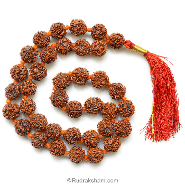 4 Mukhi Rudraksha Nepalese Mala in Thread | Four Mukhi Beads Mala Necklace | Rosary for Mercury