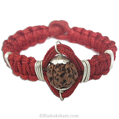  4 Mukhi Rudraksha Wrist Band in Copper Caps | Nepal Four Mukhi Wrist Bracelet | Unisex Wrist band for all Ages | Energised Char Mukhi wrist Band in Thread