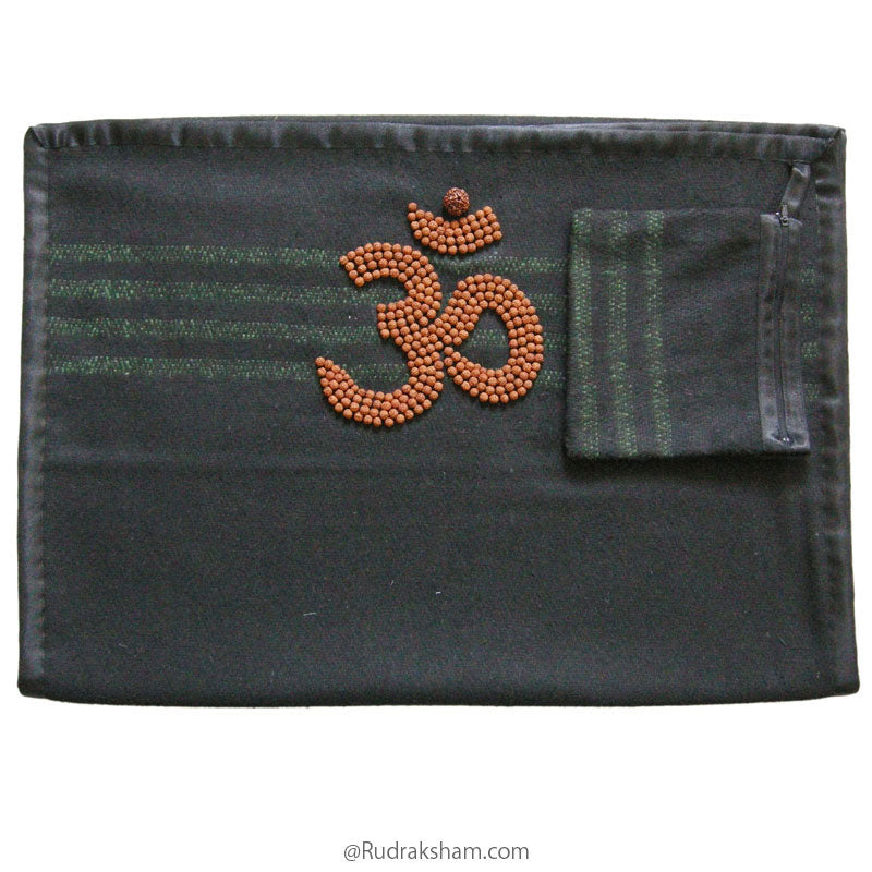  Rudraksha Yoga Mat for Meditation and Spirituality | Black Woolen Mat | Yoga Rug | Woolen Pooja Mat with FREE  Yoga Mat Bag and Rudraksha mala for japa
