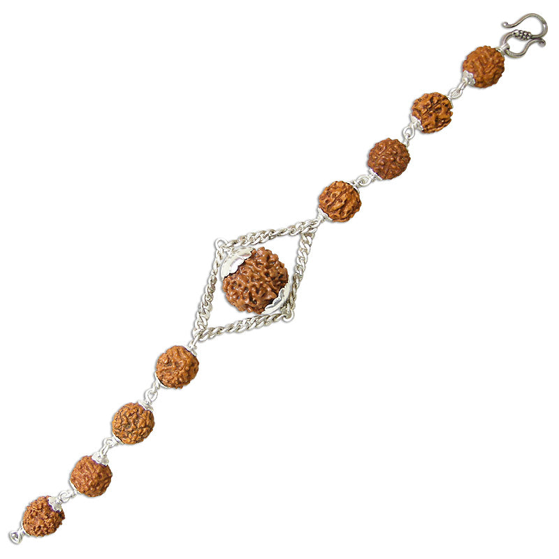 5 Mukhi Rudraksha Silver Bracelet | Five Mukhi Rudraksha Nepal and Java Beads Silver Bracelet | Panch Mukhi Rudraksha Beads wrist Bracelet with Silver Caps