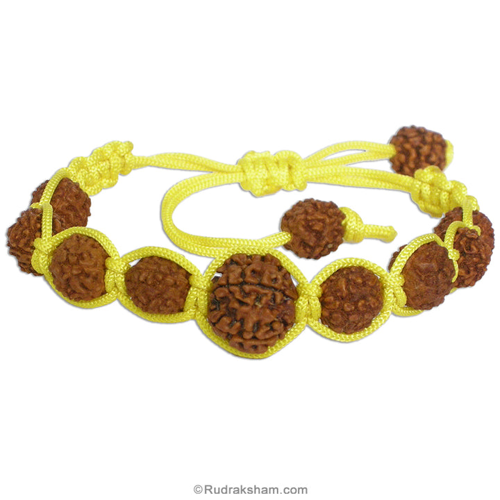 5 Mukhi Rudraksha Thread Bracelet | Panch Mukhi Rudraksha Bead wrist band | Nepal Five Mukhi Rudraksha Wrist Bracelet with 9 mm Rudraksha Beads