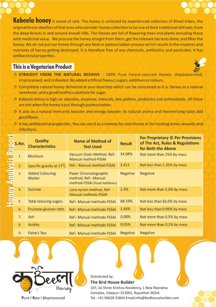 Kabeela Pure Raw Unprocessed Honey 500 Gms