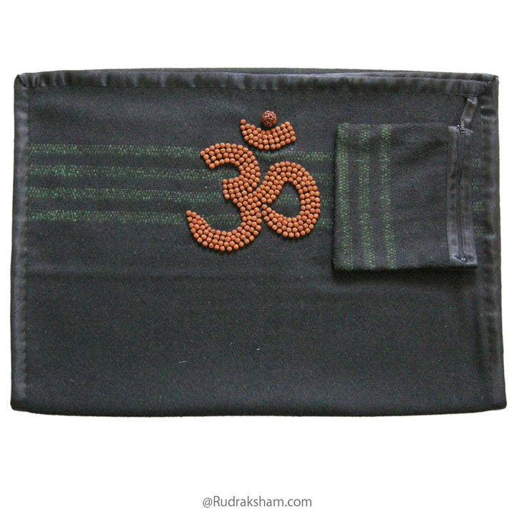  Rudraksha Yoga Mat for Meditation and Spirituality | Black Woolen Mat | Yoga Rug | Woolen Pooja Mat with FREE  Yoga Mat Bag and Rudraksha mala for japa