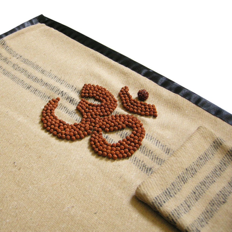  Rudraksha Yoga Mat for Meditation and Spirituality | Camel Color Woolen Mat | Yoga Rug | Woolen Pooja Mat with FREE Yoga Mat Bag and Rudraksha mala for japa
