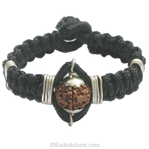 5 Mukhi Rudraksha Wrist Band in Copper Caps | Nepal Five Mukhi Wrist Bracelet | Unisex Wrist band for all Ages | Energised Panch Mukhi wrist Band in Thread