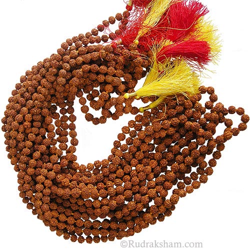  7.5 mm Rudraksha Mala Rosary | Wholesale Pack of 10 Rudraksha Japa Mala for Wearing or Japa of Mantra | 108 + 1 Beads Rosary