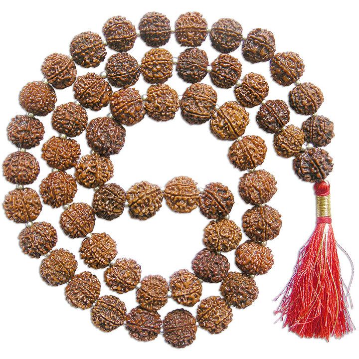 7 Mukhi Rudraksha Beads Kantha Mala Rosary With Silver Ball Spacers | Seven Mukhi Nepal Rudraksha Beads | 54 beads Kantha