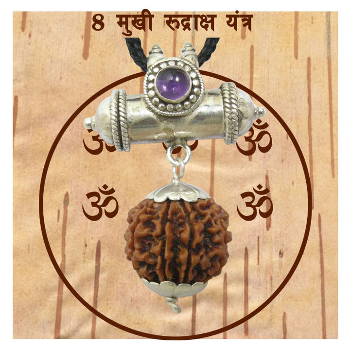 8 Mukhi Rudraksha Yantra Kavach - Eight Mukhi Rudraksha Yantra on Bhoj Patra - Collector 8 Mukhi Rudraksha Bead Pendant | Aath Mukhi, Eight ( 8 ) Faced Rudraksha Benefits in Vedic Astrology
