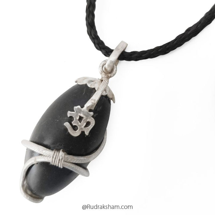 Narmadeshwar Lingam Om Pendant | Original Narmadeshwar Shivling Silver Pendant | Narmedashwer Shiva Lingam | Narmada Shivling