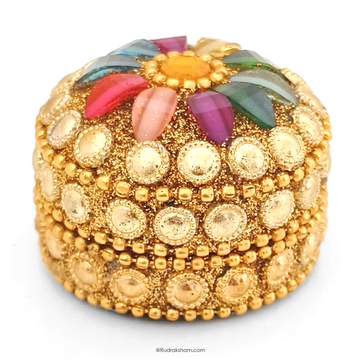 Vintage Designer Metal Trinket / Rudraksha Box | Box for Jewellery and Rudraksha Beads Collection | Rudraksha Box