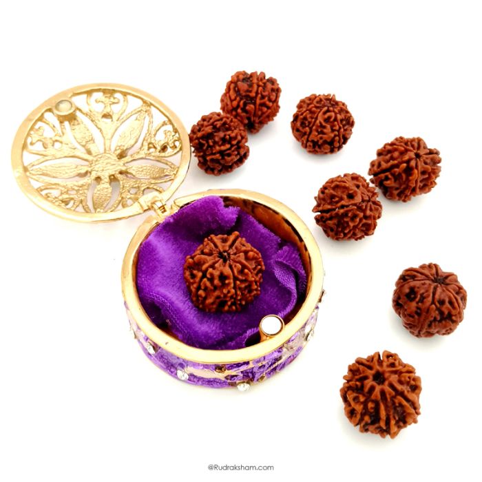 Vintage Design Purple Colour Enamel Designer Metal Trinket / Rudraksha Box with Stones | Box for Jewellery and Rudraksha Beads Collection