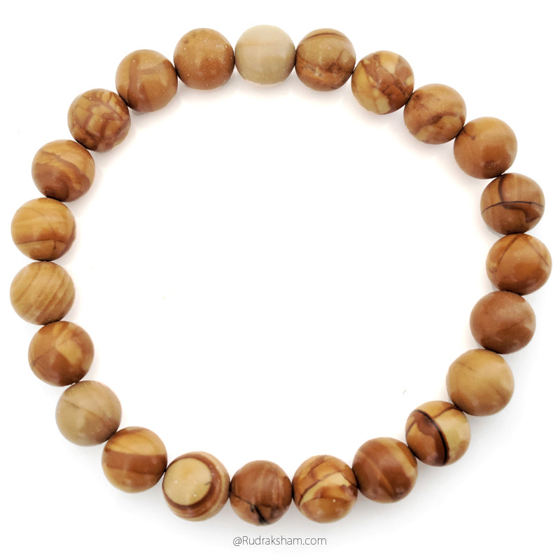 Camel Agate Gemstone Bracelet In Elastic