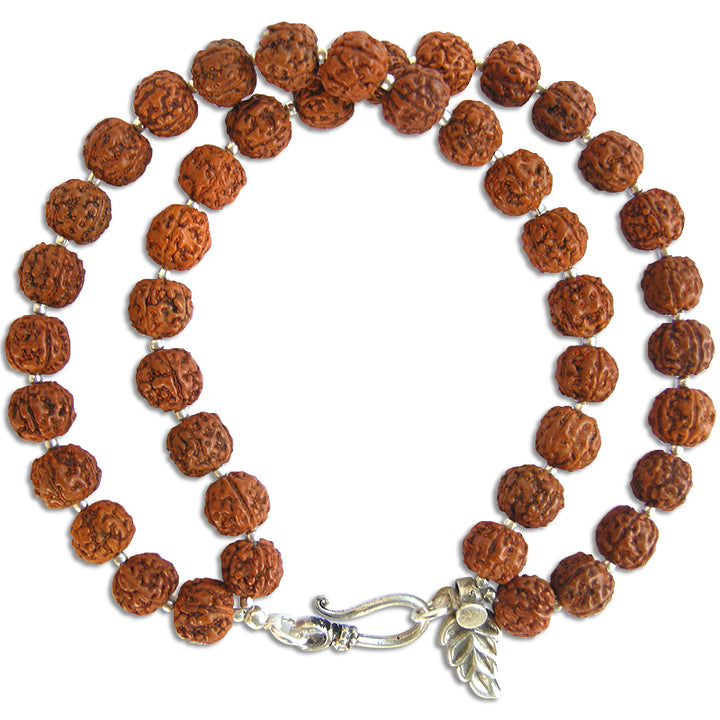 Chikna Pathri Beads Rudraksha Bracelet | Chikna Beads Rudraksha Double Bracelet with Silver Accessories | High Quality Smooth Rudraksha 2 Lines Bracelet