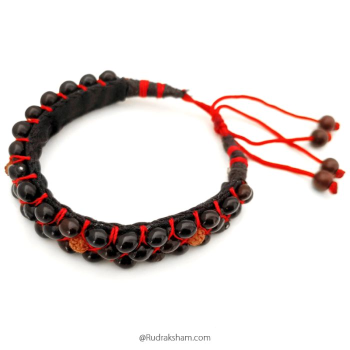 Black Chirmi Beads Wrist Band, Energised Chirmi Seeds Mala Bracelet, Original Black Chirmi beads Bracelet, Kaali Gunja to remove Black magic and evil, bring Good Luck & Wealth