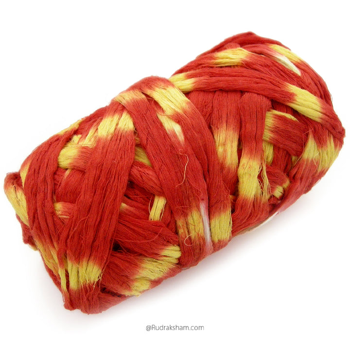 Moli - Raksha Sutra, MAULI Dhaga | KALAWA Sacred Thread, Mauli Thread Pack, Pooja Moli, Good Luck Thread Wedding Kalawa, Red and Saffron Combo Color Mouli - 95 Gram