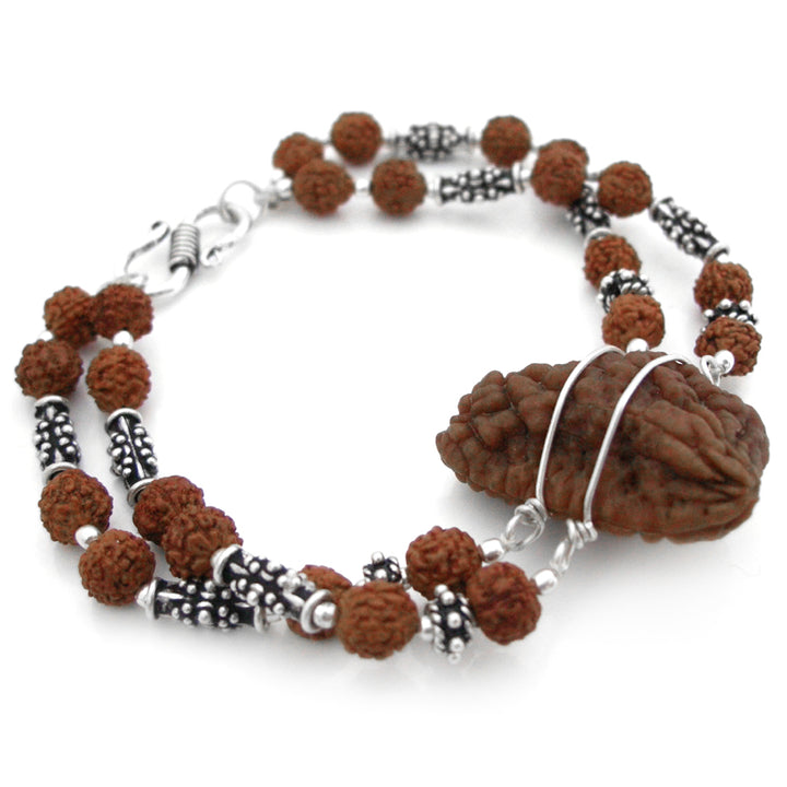 One Mukhi Rudraksha Double Bracelet in Silver