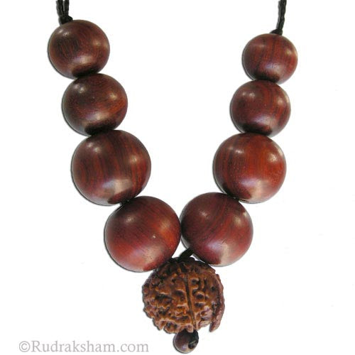 Ganesh Rudraksha in Red Sandal Necklace