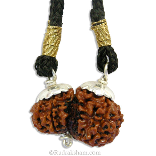  Garbh Gauri Rudraksha Bead Pendant from Nepal |Best Price Original Natural Shiv Parvati Rudraksha Bead Pendant in Silver Caps and wire