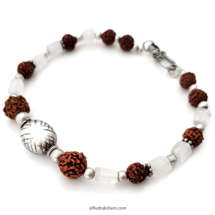Grey Moonstone with Rudraksha Beads Bracelet