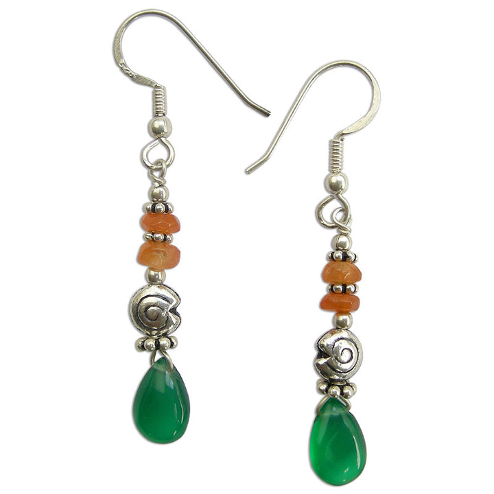 Green Onyx and Carnelian Stone Earring