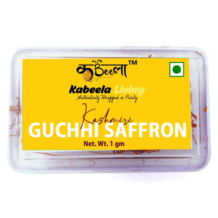 Kabeela Living Kashmiri Guchhi Saffron | Kashmir Kesar | Pure Natural & Finest Saffron Threads 1 Gram