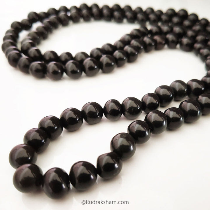 6 mm Natural Black Agate - Hakik Mala | Original Black Agate ( Hakik ) Stone Necklace with Tassel