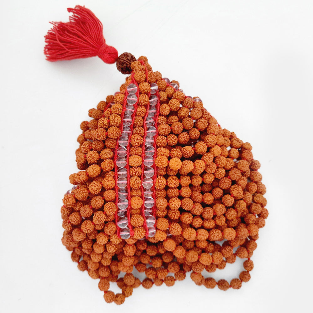 Rudraksha Sphatik Hat | Rudraksha Sphatik / Crystal Meditation Cap | Rudraksha Quartz Beads Cap | Rudraksha Crystal / Quartz Topi