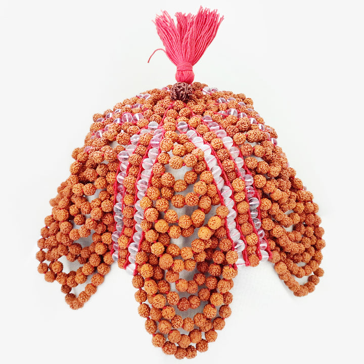 Rudraksha Sphatik Hat | Rudraksha Sphatik / Crystal Meditation Cap | Rudraksha Quartz Beads Cap | Rudraksha Crystal / Quartz Topi