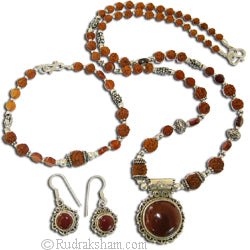 Hessonite - Rudraksha Jewelry Set
