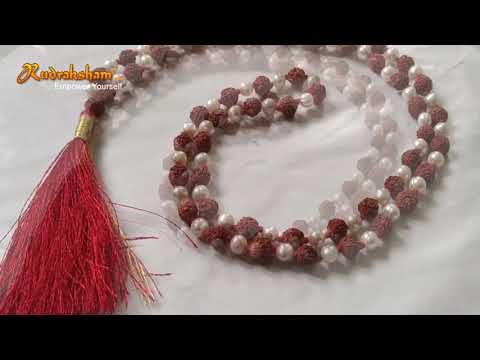 Rudraksha Beads - Pearl Mala Necklace | Rudraksha Pearl Round Beads Japa Mala Rosary | Pearl Necklace | Moti Mala 
